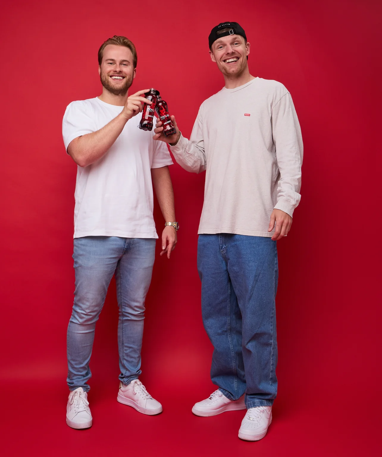 Roy en Enzo met Focus Drink Knolpower